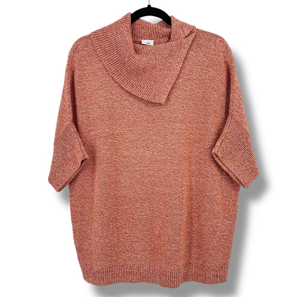 Cabi Foldover Pullover Soft Sweater Tunic Womens Size Small Short Sleeve